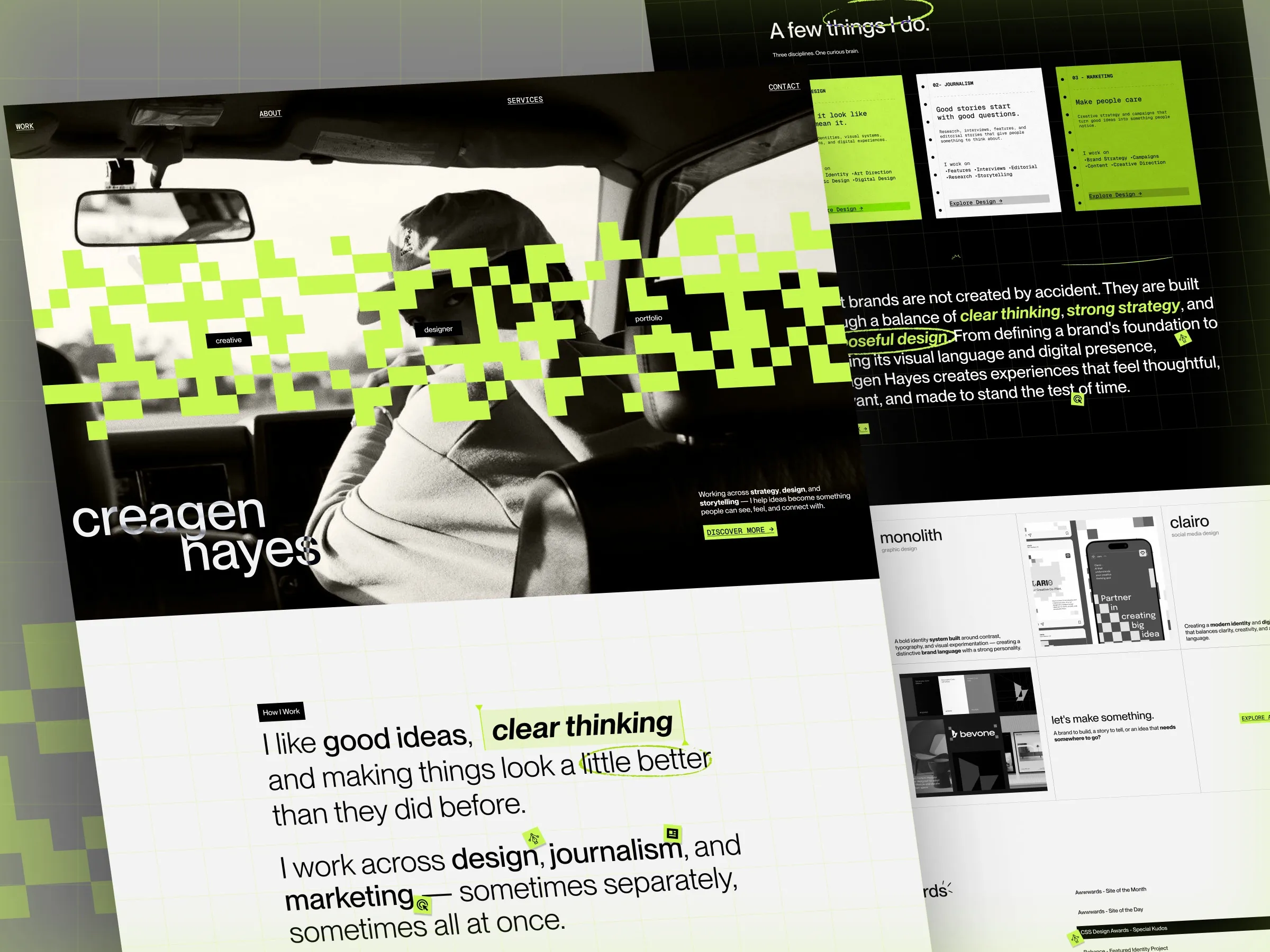Creagen Hayes editorial portfolio website